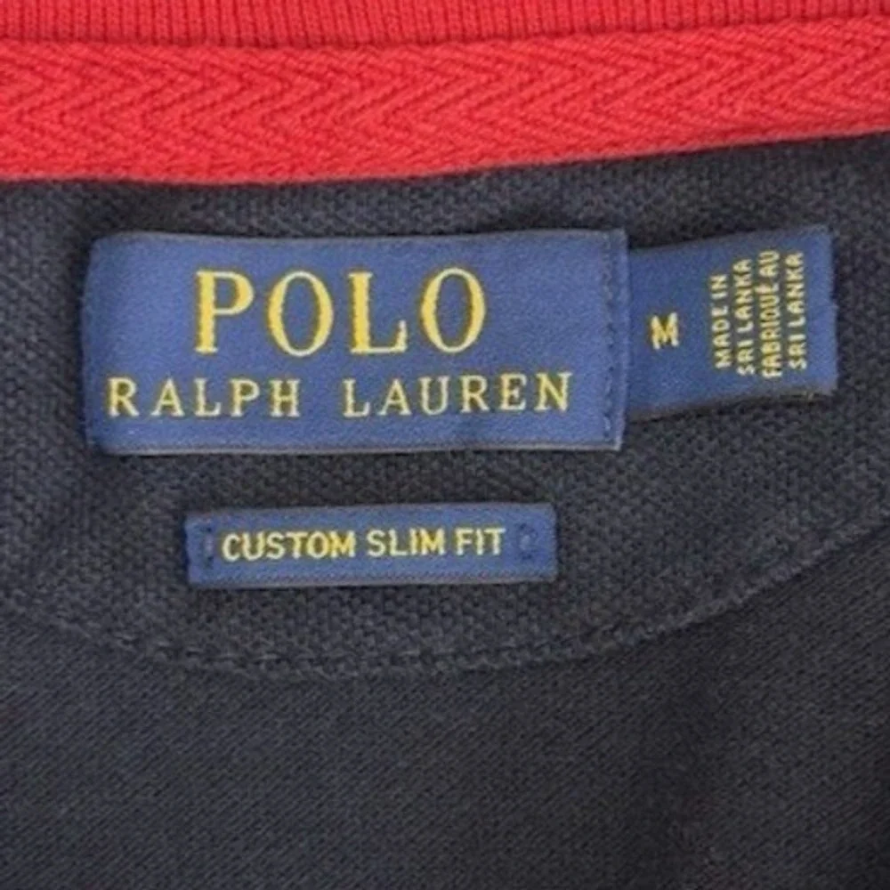 Polo Ralph Lauren Mens Polo Shirt Navy Blue Red Size M Big P Logo Rugby Spellout